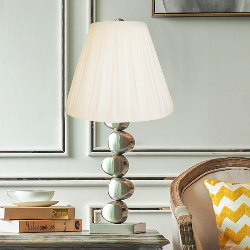 Off White Medium Pleated Barrel Lamp Shades, ALUCSET TC Cloth