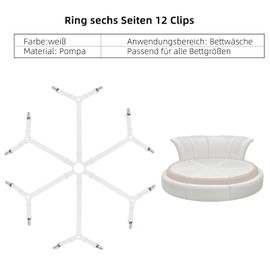 EULAPGOE Adjustable Bed Sheet Holder, Bed Sheet Holder Clip, Bed Sheet Tensioner, 3-Way 6-Sided Clips, Sheet Tensioner with 12 Metal Clips, for Bed Sheet, Mattress, or Sofa (White)