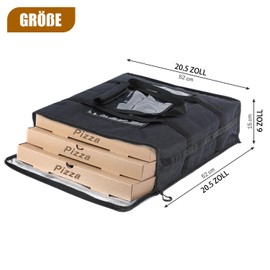 GNEGNI LIFE Pizza Bag, Foldable Insulated Cooler Bag, Thermal Pizza Delivery Bag for Takeaway Cold and Hot Foods, Pizza, Restaurant, Uber Eats, black, Pizza bag