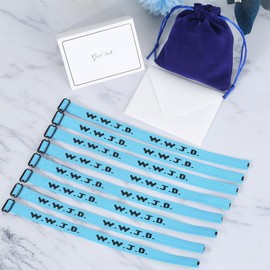 8PCS WWJD Bracelet Pack for Women Men, Christian Gifts Adjustable Wristbands, WWJD Jesus Bracelets Bulk - What Would Jesus Do Bracelet, 8 Blue