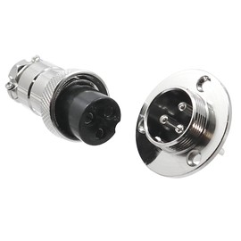 WITTKOWARE M19 Metal Connector Pair, Coupling/Mounting Plug, Screwable, Solder Connection, Strain Relief, Seal/Protective Cap, 10A, 3-Pin