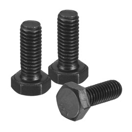 sourcing map 3Pcs M6-1 x 16mm Left Hand Hex Head Bolt, Black Oxide Carbon Steel Reverse Fully Threaded Fastener Screws Bolts for Machinery, Automobiles and Construction