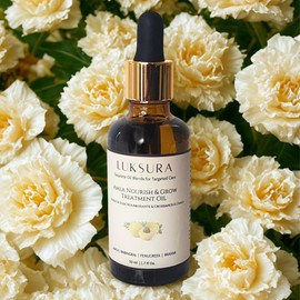 Luksura Amla Nourish & Grow Hair Oil – Jasmine Scent – For Dry, Damaged, Frizzy, Kinky Curly & Chemically Treated Hair – Ayurvedic Herbal Blend for Moisture, Strength & Growth – 1.7oz / 50ml