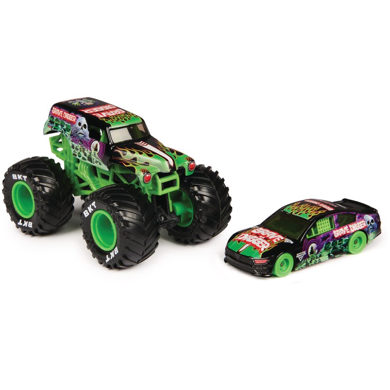 Monster Jam, 1:64 Scale Truck and Racing Car Set, Robust,