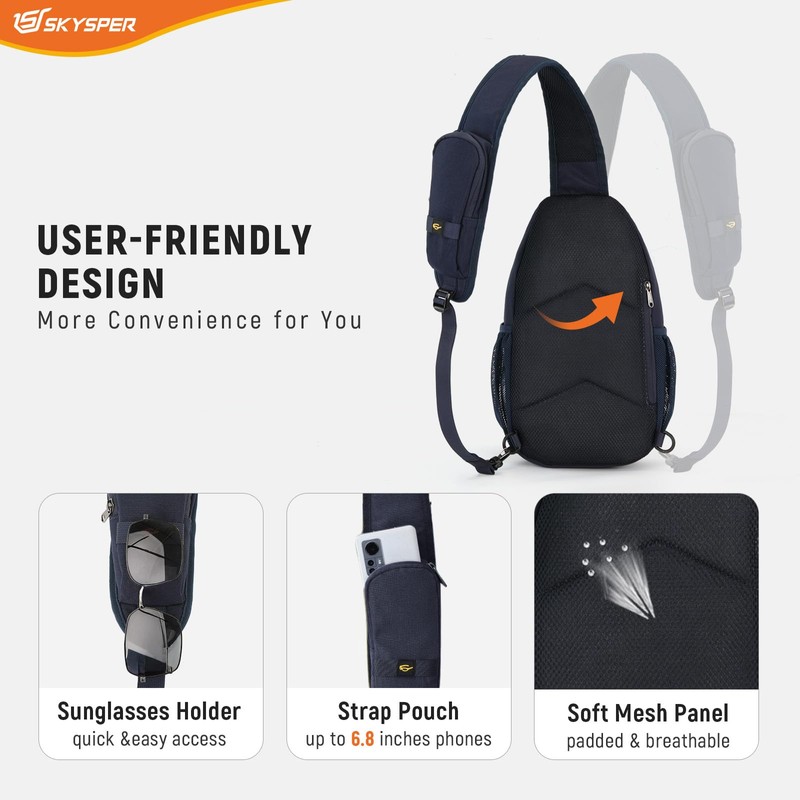SKYSPER Sling Bag RFID Cross Body Bag Recycled Crossbody Backpack