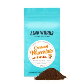 Java Works Coffee Caramel Macchiato Flavoured Coffee *Ground*, 340 Grams (Packaging may vary)