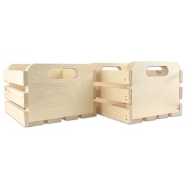 Wilson Small Wooden Pine Crate for Storage and Decoration at Home, Office, Kitchen, Bedroom, and Retail (8"x 7"x5.5") (Set of 2)