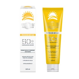 Fotosun UV 100 Protector Solar Facial y Corporal Fps 50 Crema Protección contra los Rayos del Sol a Prueba de Agua Crema Fotoprotectora para Todo Tipo de Piel Hipoalergénico Uso Diario 125ml