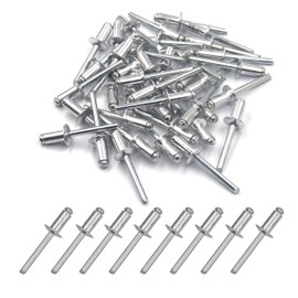 BESTYCHAO 100pcs 6.4mm x 12.7mm Large Aluminium Blind Rivet, Open End Rivet Pop Rivet, Pack of 100 (Silver)
