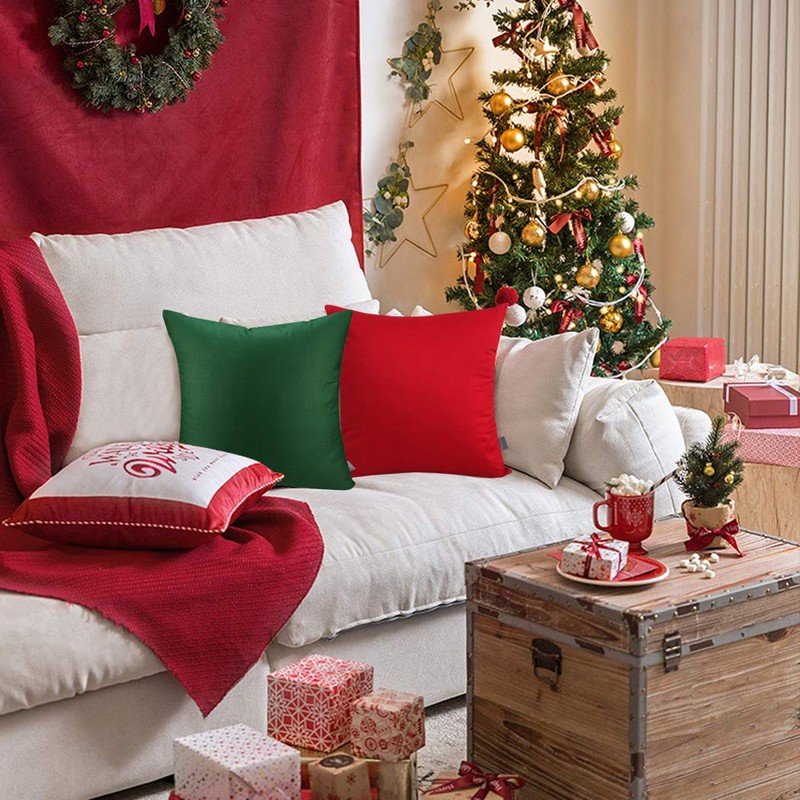 4-Pack Cotton Comfortable Solid Decorative Throw Pillow Case Square Cushion