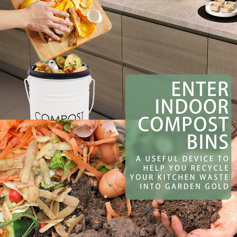 Vipush Compost Bin with Lid Small Countertop Compost Bin includes