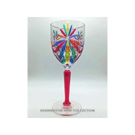 Kensington Row Home Collection SORRENTO WINE GLASS PAIR - RED AND BLUE STEMS - HAND PAINTED VENETIAN GLASS