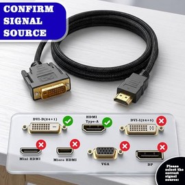 RKINC HDMI to DVI Cable 1.5M, Bi Directional DVI-D 24 + 1 Male to Male High Speed HDMI Cable Adapter Support Full HD 1080p Compatible for Raspberry Pi