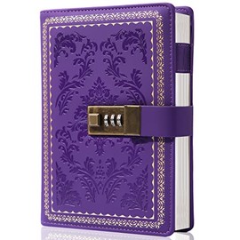 Lock Diary Vintage Journal with Lock for Women Leather Diary with Lock Refillable Personal Locking Locked Journal Writing Notebook B6 Secret Journal with Combination Password 5.5 x 7.8 in,Purpleâ¦