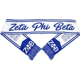 TCEShop Big Boy Zeta Phi/Φ Beta Divine 9 S6 Ladies Scarf [White - 80" x 7"] - ID#17820