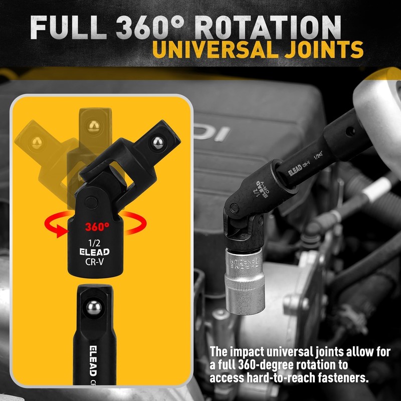 18-Pieces Impact Socket Extension Set: 1/4", 3/8" & 1/2" Drive