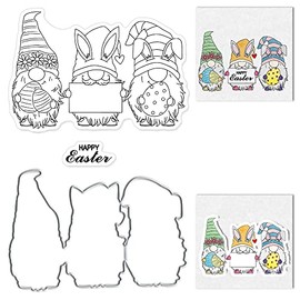Happy Easter Gnome Metal Die Cuts for Card Making, Rabbit Dwarf Cutting Dies Easter Words Banner Dies Sets Stencils Embossing Template for Scrapbooking DIY Cards Photo Album Craft Decorations