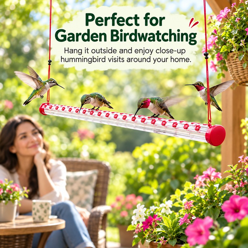 Hummingbird Feeder for Garden Use – Leak-Proof Red Plastic Feeder