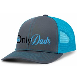 Trenz Shirt Company Mens Fathers Day Hat Only Dads Funny Onlydads Mesh Back Trucker Hat, Charcoal/Neon Blue