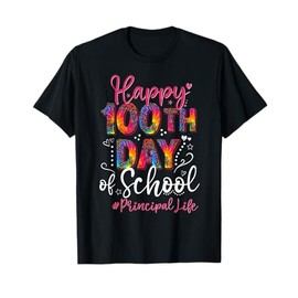 Tie Dye Leopard Happy 100th Day Of School Principal Life T-Shirt