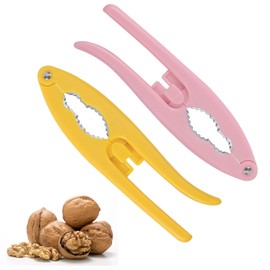 Gosknor 2pcs Nutcracker Tools, Zinc Alloy Nut Cracker for All Nuts & Shellfish Seafood, Multipurpose Walnut/Pecan/Chestnut Cracker with Handle for Hazelnut, Almond, Crab, Lobster (Yellow, Pink)