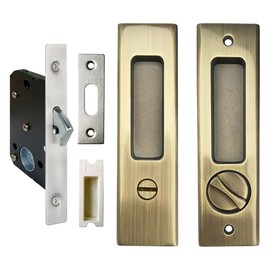 Sliding Door Lock Keyless,Pocket Door Lock，Cyan Retro Mortise Lock Sliding Door,Rectangular Recessed Handle Wooden Door Lock,160mm
