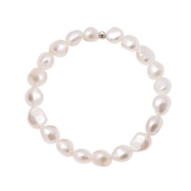 8-9 MM Cultured Freshwater Baroque Pearl Stretch Bracelet 7 Inch, Natural White Color