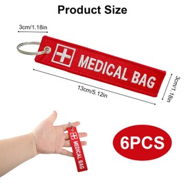 Ryetvok 6 Pcs Medical Alert Tags, 6 Durable Polyester Medical ID Tags with Keychains, Double-Sided High-Visibility Red for Travel, CPAP, Medical Equipment,More Coverage.