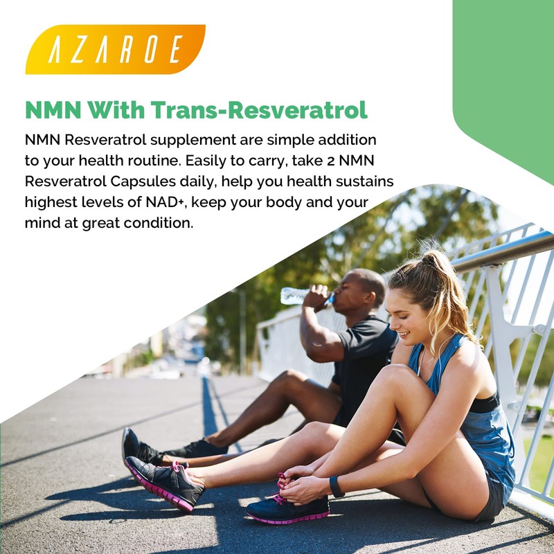 NAD + Trans-Resveratrol 1100mg, with Black Pepper 50mg for Optimal