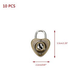 KUMGROT 10 Pcs Antique Bronze Padlock Couple Heart Shaped Mini Lock with Key Metal Small Key Lock Set, 1.30" x 0.87", for Jewelry Storage Box Diary Book Schoolbag Backpack
