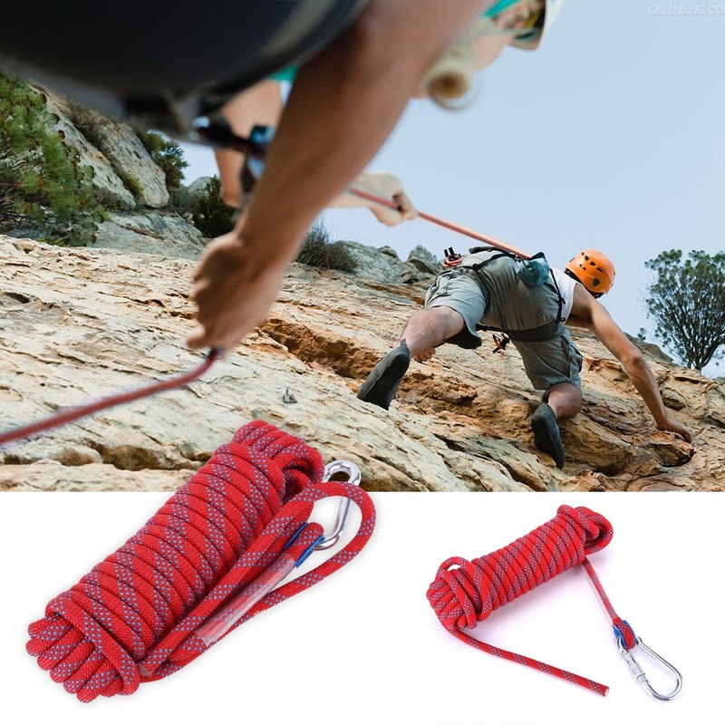 10mm Heavy Duty Paracord Panchute Corad Lanyard with Carabiner (Red-10m)