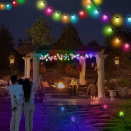 APPECK Smart Christmas Lights C9, 17FT 25 LED Outdoor String Lights, Work with Alexa and Google Assistant, Outdoor String Lights for Patio Xmas Tree Roofline Party Indoor