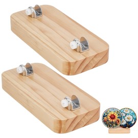 PH PandaHall Wood Display Stand, 15cm Rustic Fused Glass Art Base Decorative Plate Stand Holder Easel for Ceramic Tiles, Plates, Pictures, Collectibles, Home Office Trade Show