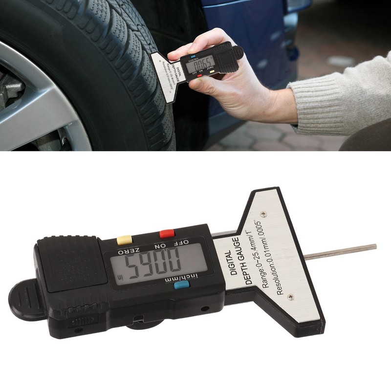 Digital Tyre Tread Depth Gauge Inch mm Conversion 0‑25.4mm Range