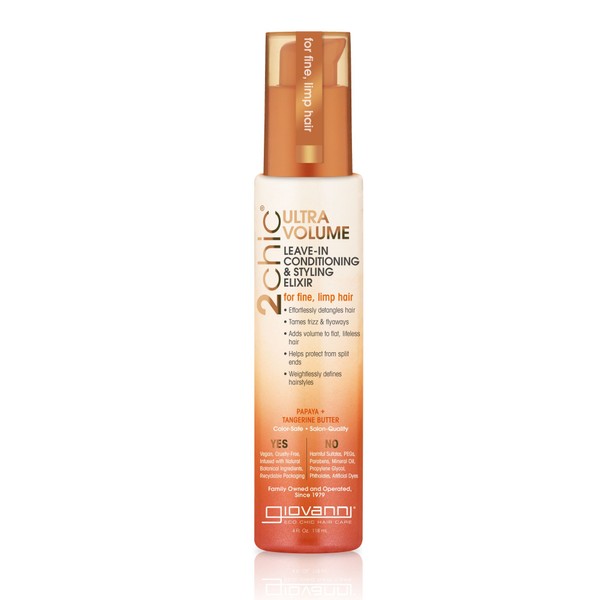 Giovanni 2Chic Tangerine and Papaya Butter Ultra-Volume Leave-in Conditioning Elixir 118ml