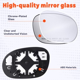 Osakesukar Driver Left Side Mirror Replacement For Dodge Challenger 2008-2022 OEM Fit Mirror Glass Replace 68048447AA