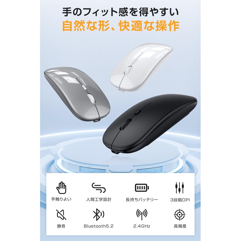 Wireless Mouse, 800/1200/1600 dpi Switching, Small, Silent, Wireless Mouse, Energy
