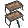 2 Pack Bed Tray Table Breakfast Trays Serving Tray Bamboo