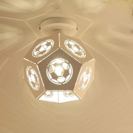 Esoes Round Hollow Ceiling Light Metal Polygon Chandelier Lampshade E27 Football Style Modern Ceiling Lighting Fixture for Home Hallway Bar Cafe Hotel