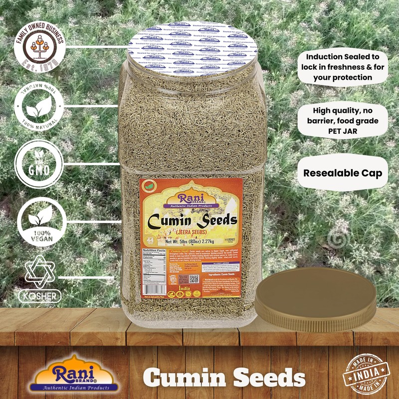 Rani Cumin Seeds Whole (Jeera) Spice 80oz (5lbs) 2.27kg Bulk