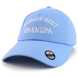 Trendy Apparel Shop World's Best Grandpa Embroidered Low Profile Soft Cotton Dad Hat Cap - Sky