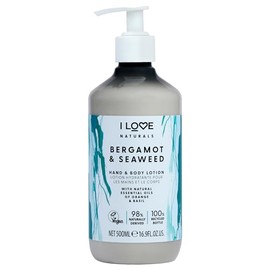 I LOVE Naturals Bergamot and Seaweed Hand and Body Lotion - Moisturizing Lotion for Dry Skin - Coconut Oil and Shea Butter Lotion - 500 ml
