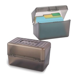 MEISO Pack of 2 Index Cards Box, Flashcard Box for 800 Cards A7 A8, Index Card Box, Index Card Holder, Recipe Card Box, Note Card Case, for Home, Office, School