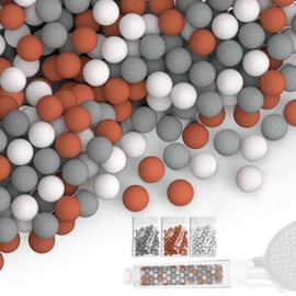 Replacement Anion Mineral Beads for Shower Head Filters - Water Softening & Purifying Hard Water, 153g Refill Pack (9Pack, Gray/White/Orange)