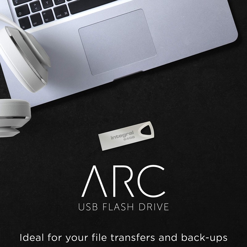 Integral 64GB USB Memory 2.0 Flash Drive Arc with Metal