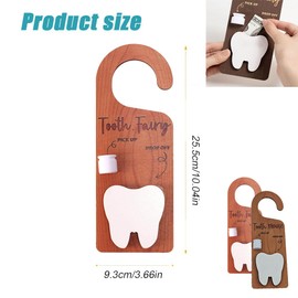 Shengsenfu Tooth Fairy Door Hanger, Wooden First Lost Teeth Tooth Holder Box with Money Slot Gifts for Encouraging Good Habits and Celebrating Milestones (mouse)