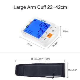 Tediver Digital Blood Pressure Monitor, Large Cuff 0.7-1.3 Feet, Electric Upper Arm Blood Pressure Machine with Electric Powered Charger and Device Case, Backlight LCD Screen, 2 Year Warranty