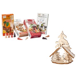 German Incense Cones Bundle Christmas Markets- 4 mostloved Smells from Knox Räucherkerzen/Apotheker Hermann Zwetz. MaMeMi Gift-Set with DIY Mini Nativity Scene