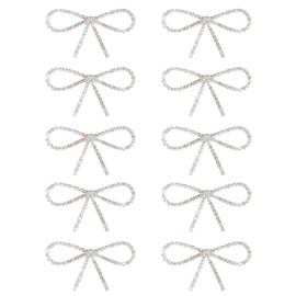 10Pcs Diamond Rhinestone Bow, Rhinestone Bow Brooch, Flash Glass Brooch Claw Chain Suit Dress Pin for Clothes Decoration, Jewelry Making