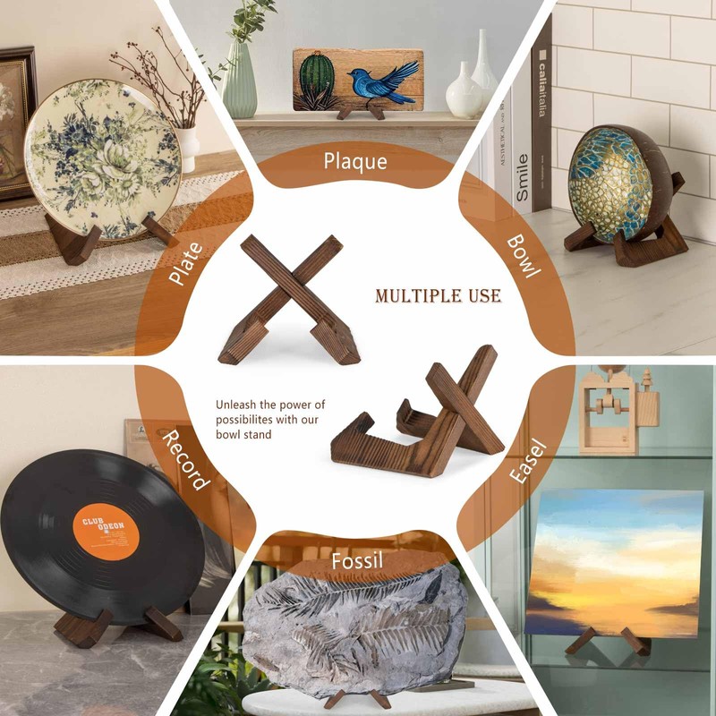 ANBOXIT Bowl Stands for Display, 3.5 Inch Plate Holder, Wooden
